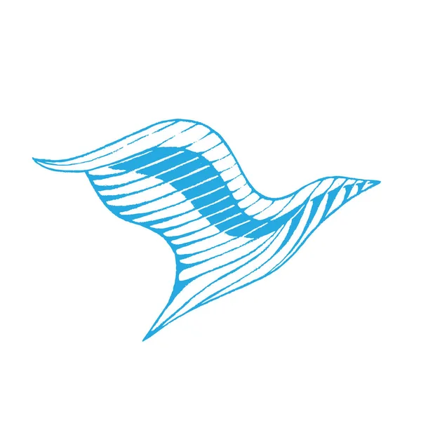 Illustration Croquis Encre Bleu Vectorisé Aigle Isolé Sur Fond Blanc — Image vectorielle