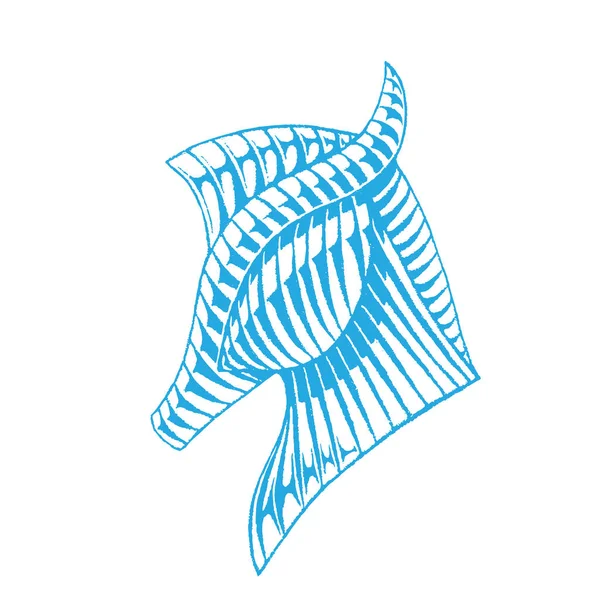 Illustration Vectorielle Bleue Une Encre Style Scratchboard Dessin Cheval Isolé — Image vectorielle