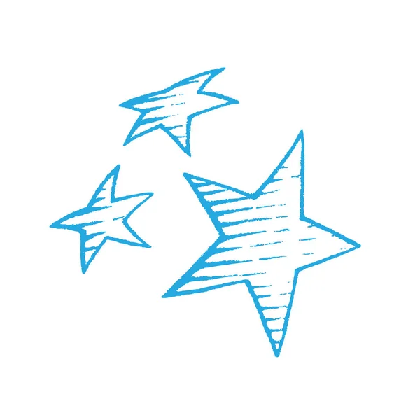 Ilustración Tinta Vectorizada Azul Boceto Estrellas Aisladas Sobre Fondo Blanco — Vector de stock