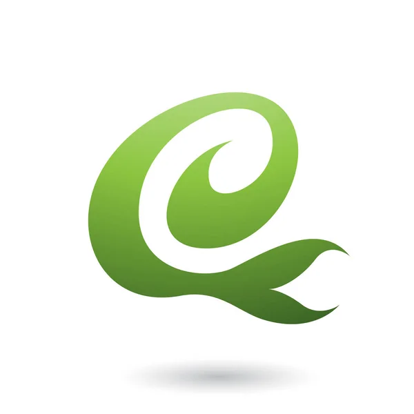 Vector Afbeelding Van Green Curvy Fun Letter Geïsoleerd Een Witte — Stockvector