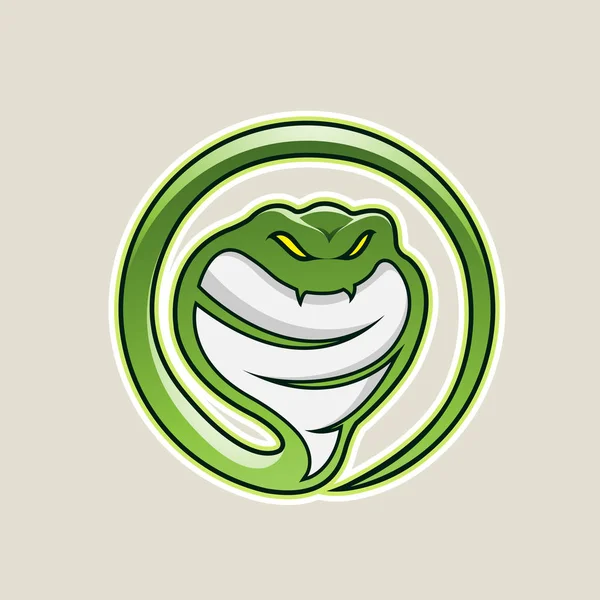 Illustration Vectorielle Icône Dessin Animé Serpent Cobra Vert Isolé Sur — Image vectorielle