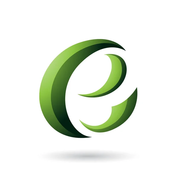 Vector Illustration Green Crescent Shape Letter Isolated White Background — Stock Vector