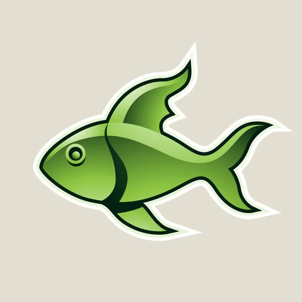 Vector Illustration Green Fish Pisces Icon Isolated White Background — Stock Vector