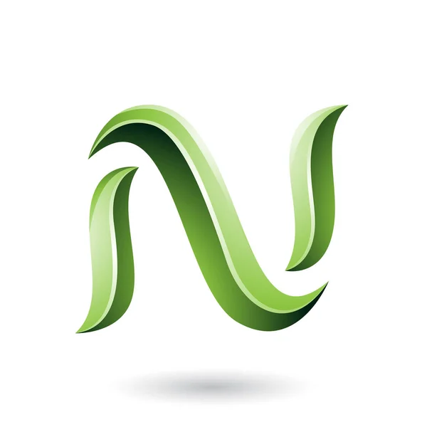 Ilustração Vetorial Cobra Brilhante Verde Forma Letra Isolado Fundo Branco — Vetor de Stock