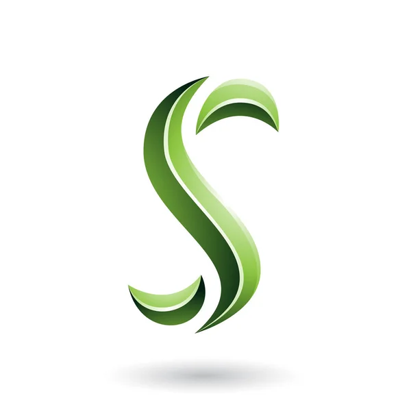 Vector Εικονογράφηση Του Πράσινο Γυαλιστερό Φίδι Σχήμα Γράμμα Απομονωθεί Λευκό — Διανυσματικό Αρχείο