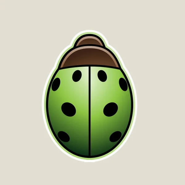 Vector Illustration Dari Green Cartoon Icon Ladybug Diisolasi Pada Latar - Stok Vektor