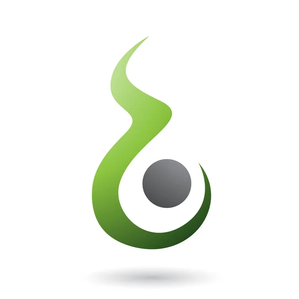 Vector Εικονογράφηση Του Πράσινο Γράμμα Φωτιά Εικονίδιο Σχήμα Απομονωθεί Λευκό — Διανυσματικό Αρχείο