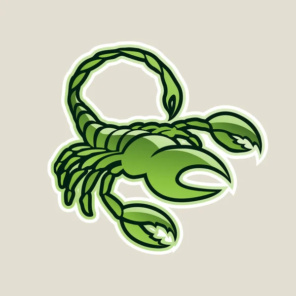 Vector Illustratie Van Groen Glanzend Scorpion Pictogram Geïsoleerd Een Witte — Stockvector