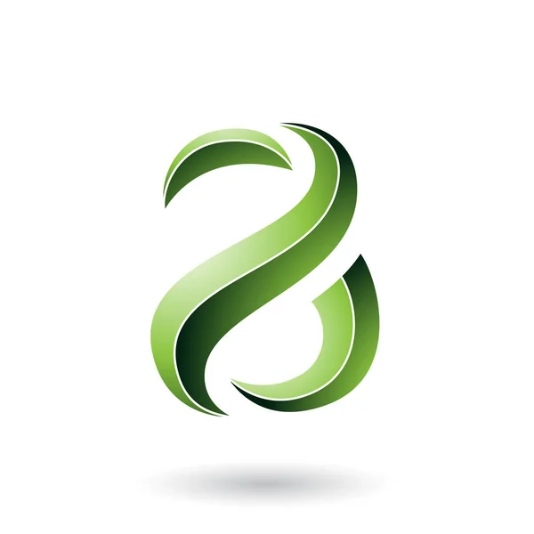 Ilustração Vetorial Carta Forma Cobra Listrada Verde Isolada Fundo Branco — Vetor de Stock