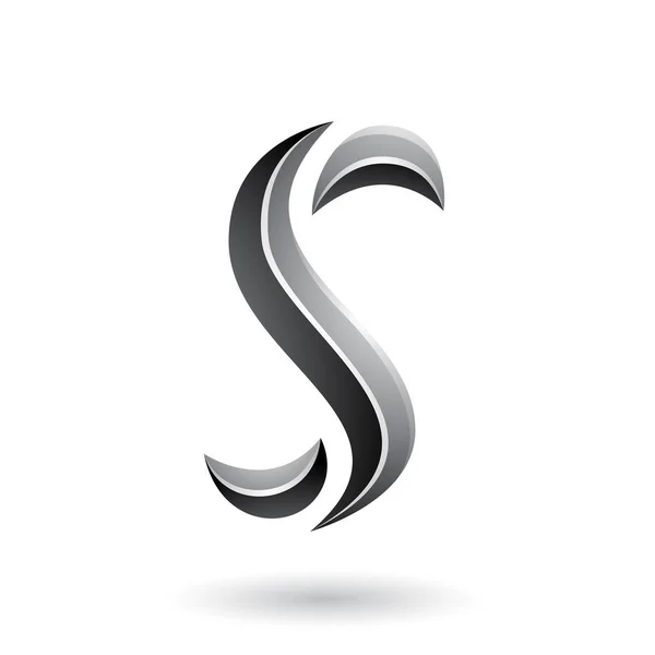 Vektor Illustration Von Grauen Glänzenden Schlangenförmigen Buchstaben Isoliert Auf Weißem — Stockvektor