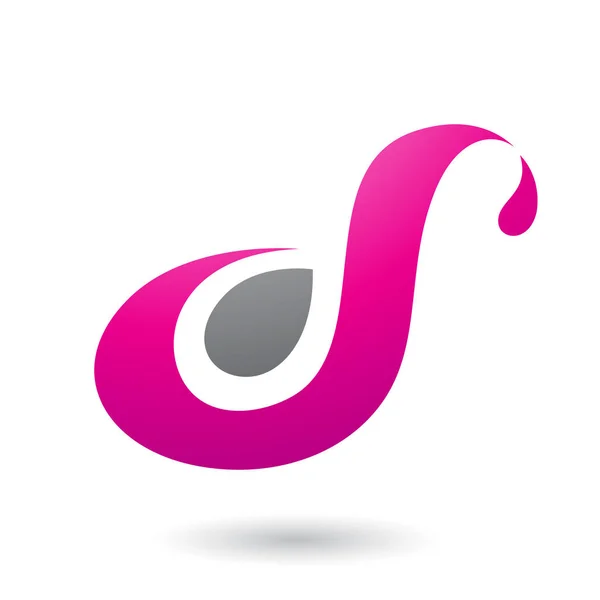 Illustration Vectorielle Magenta Curvy Fun Lettre Isolée Sur Fond Blanc — Image vectorielle