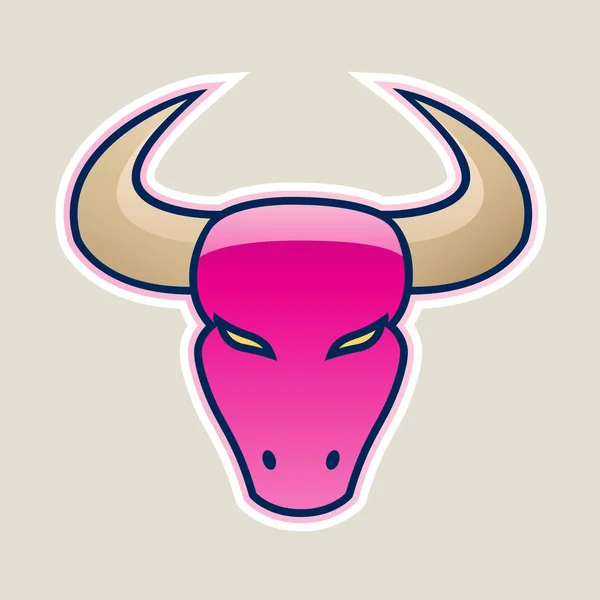 Vector Illustration Magenta Strong Bull Icon Isolated White Background — Stock Vector