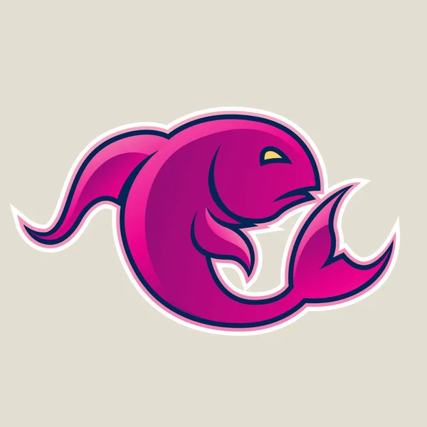 Illustration Vectorielle Magenta Curvy Fish Poissons Icône Isolé Sur Fond — Image vectorielle