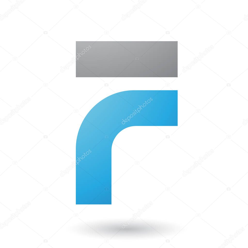 Vector Illustration of Blue Thick and Bowed Letter F isolated on a White Background