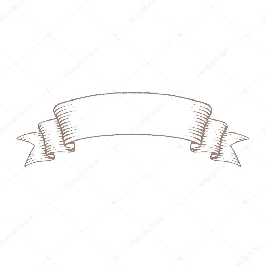 Illustration of Brown Vectorized Ink Sketch of Banner isolated on a White Background