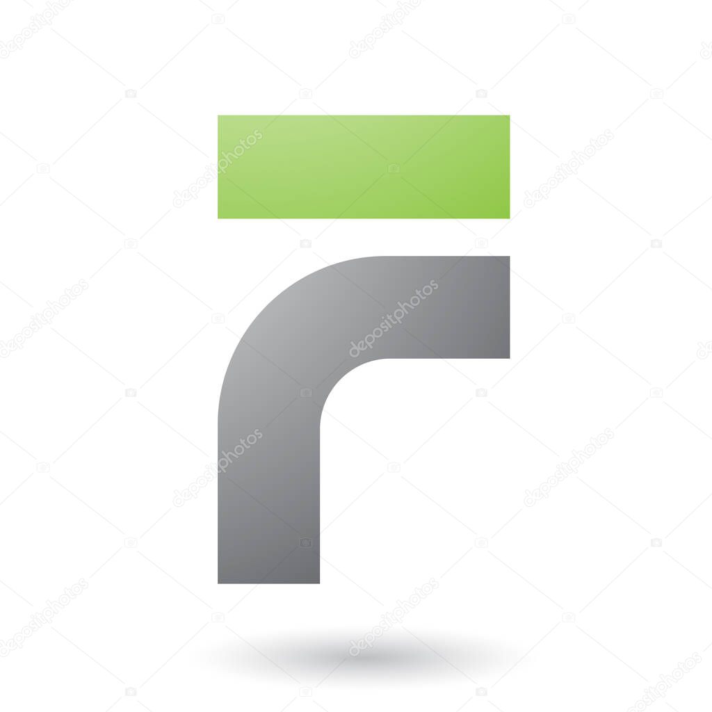 Vector Illustration of Grey Thick and Bowed Letter F isolated on a White Background