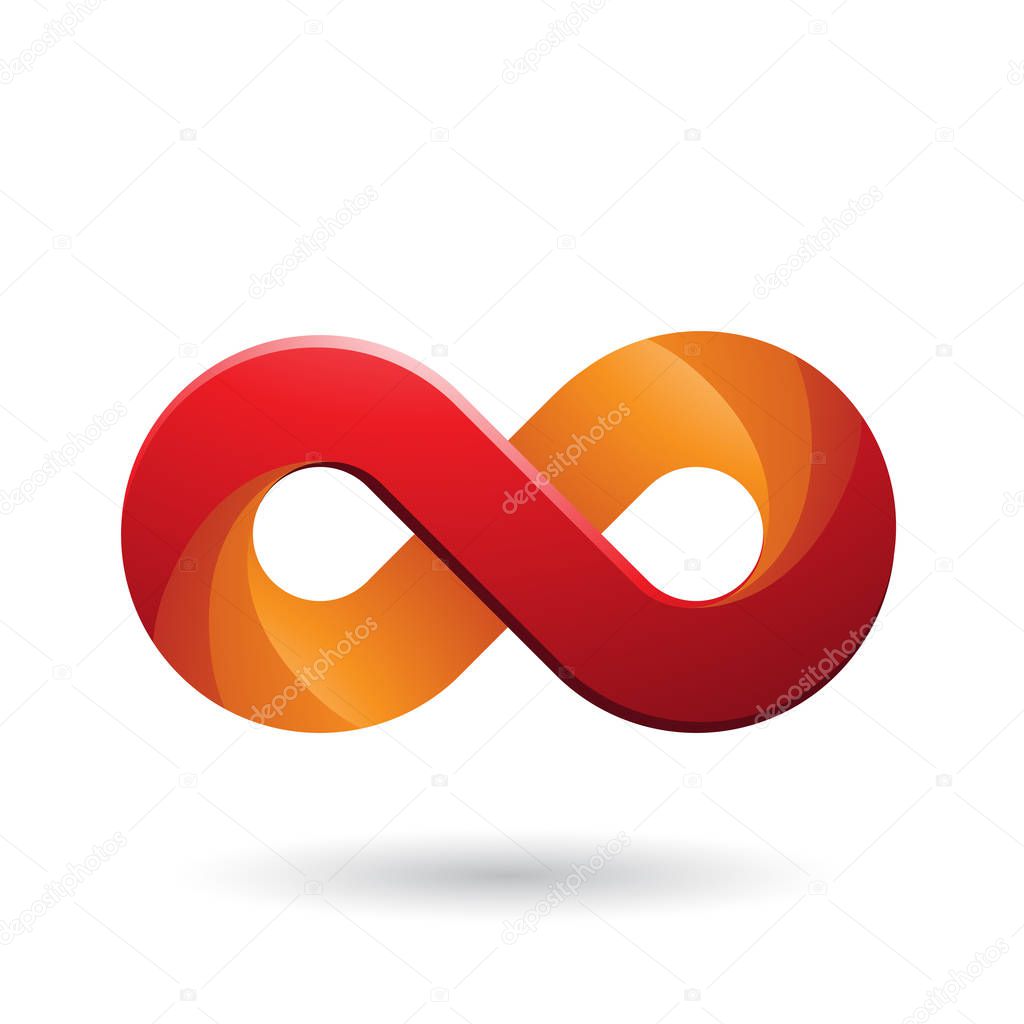 Vector Illustration of Infinity Symbol with Red and Orange Color Tints isolated on a White Background