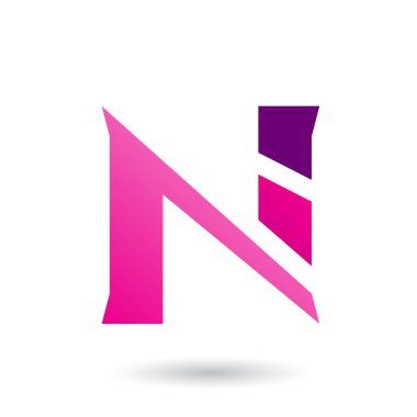 Vektör çizim, Magenta dilimlenmiş mektup beyaz arka plan üzerinde izole N