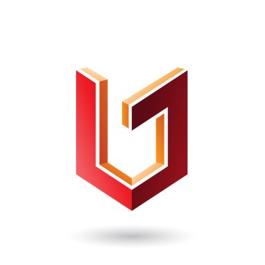 Vektör illüstrasyon turuncu ve beyaz arka plan üzerinde izole 3d şekil gibi Red Shield