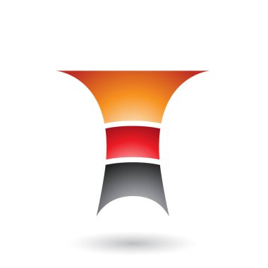 Vektör çizim turuncu mektup T üç beyaz arka plan üzerinde izole katmanları ile