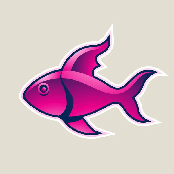ベクトル図のマゼンタ魚または魚アイコン白背景に分離 — ストックベクタ