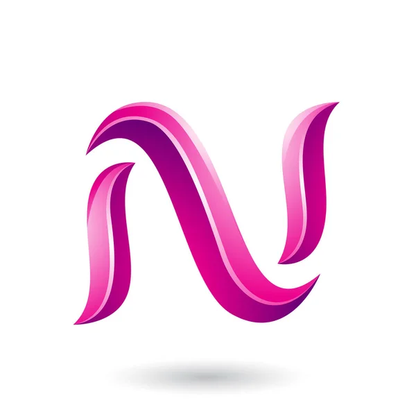 Ilustração Vetorial Magenta Glossy Snake Shaped Letter Isolado Fundo Branco —  Vetores de Stock