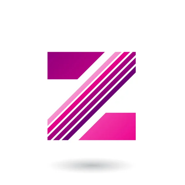 Illustration Vectorielle Lettre Magenta Avec Des Bandes Diagonales Épaisses Isolées — Image vectorielle