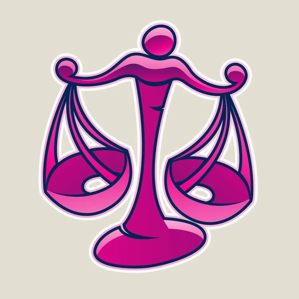 Vector Illustratie Van Magenta Schalen Libra Pictogram Geïsoleerd Een Witte — Stockvector