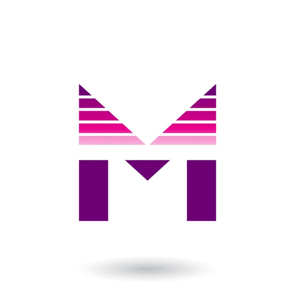 Ilustración Vectorial Magenta Purple Spiky Letter Con Rayas Horizontales Aisladas — Archivo Imágenes Vectoriales