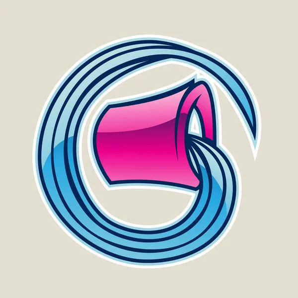 Icono Dibujos Animados Cubo Agua Magenta Aislado Sobre Fondo Blanco — Vector de stock