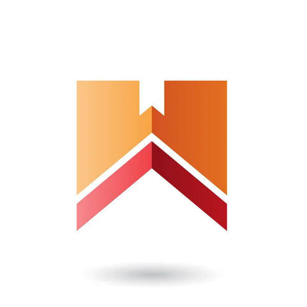Vector Illustration Orange Red Letter Thick Stripe Isolated White Background — Stock Vector