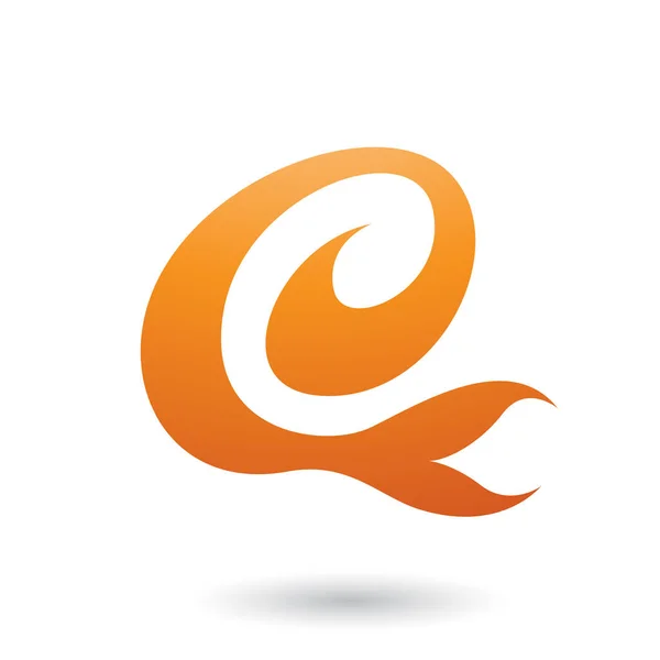 Vector Illustration Orange Curvy Fun Letter Isolated White Background — Stock Vector