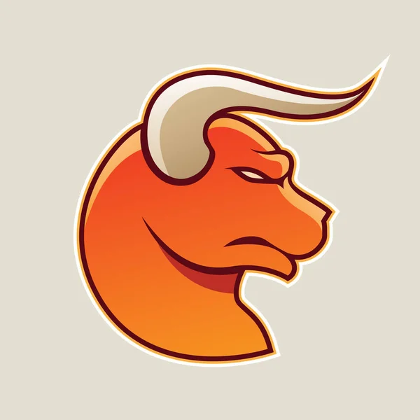 Illustrazione Vettoriale Orange Cartoon Bull Icon Isolata Sfondo Bianco — Vettoriale Stock