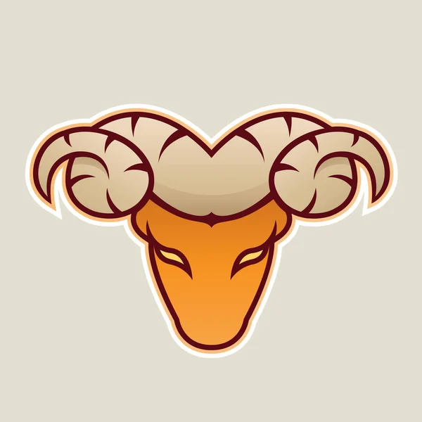 Vector Illustration Orange Aries Ram Cartoon Icon Isolated White Background — Stock Vector