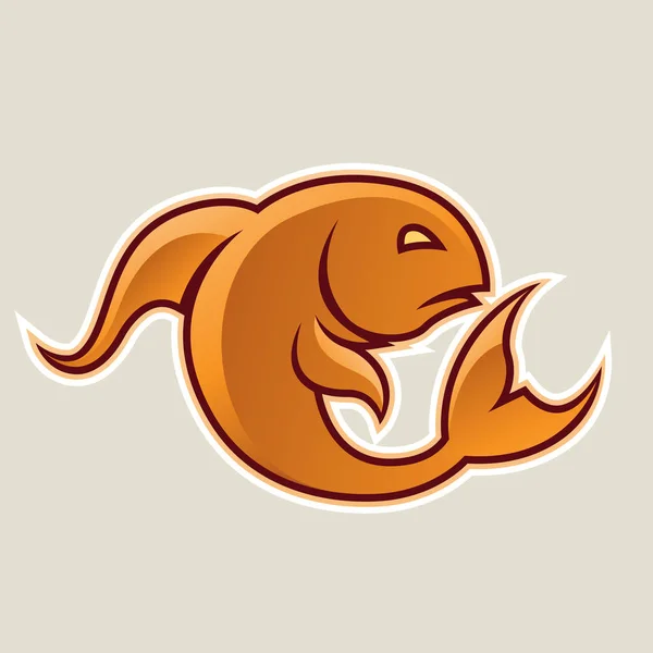 Ilustração Vetorial Peixes Peixes Curvilíneos Laranja Icon Isolado Fundo Branco — Vetor de Stock