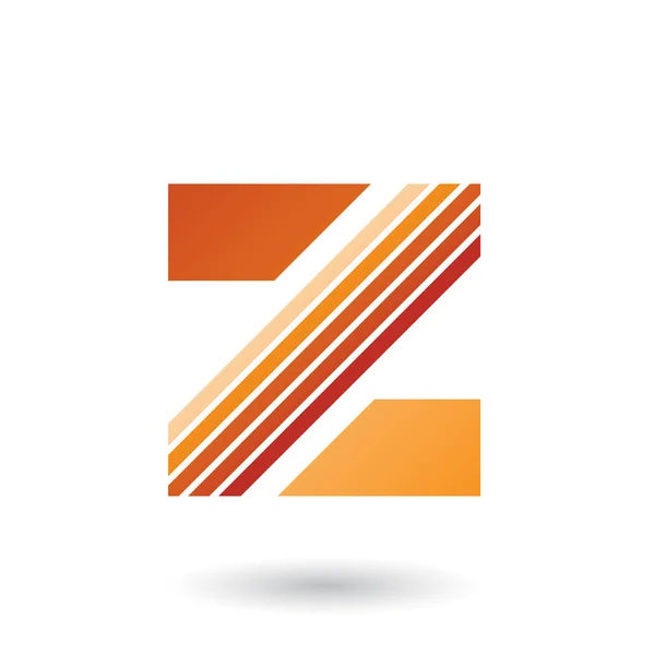 Vector Illustration Orange Letter Thick Diagonal Stripes Isolated White Background — Stock Vector