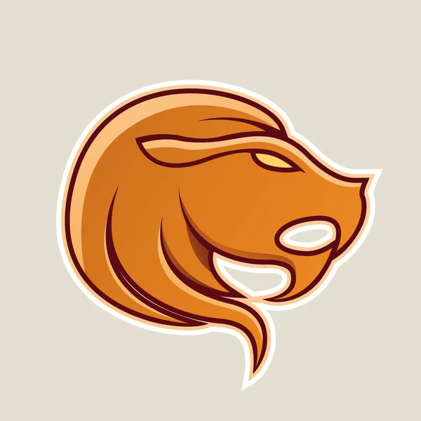 Vector Illustration Orange Lion Leo Icon Isolated White Background — Stock Vector
