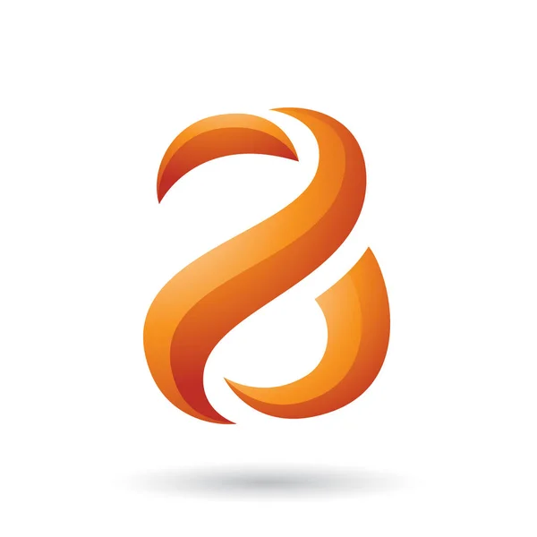 Vector Illustration Orange Snake Shaped Letter Isolated White Background - Stok Vektor