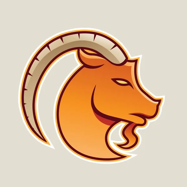 Vektor Illustration Einer Orangefarbenen Ziege Mit Einem Langen Horn Symbol — Stockvektor