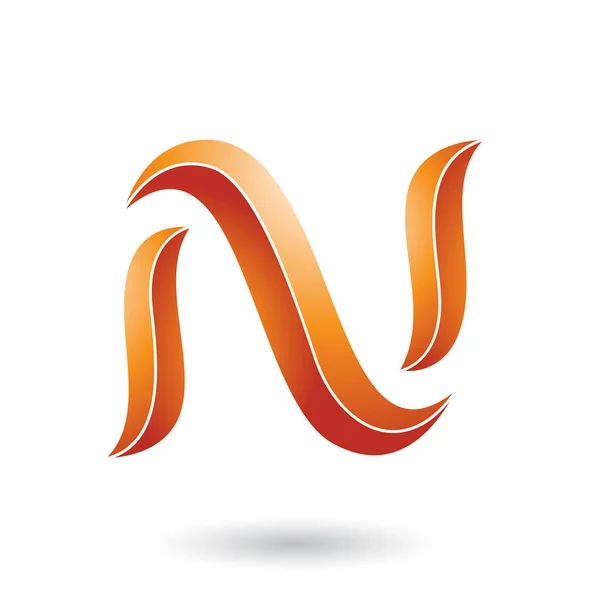 Vektorové Ilustrace Oranžové Pruhované Hada Tvaru Písmeno Izolovaných Bílém Pozadí — Stockový vektor