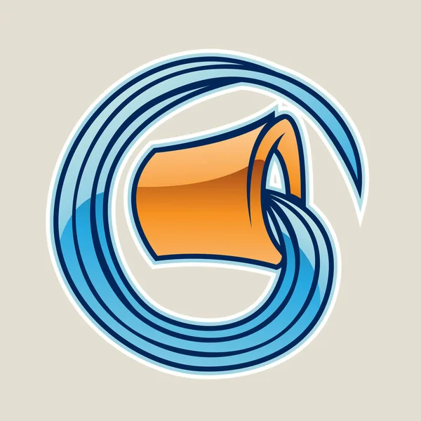 Icona Cartone Animato Orange Water Bucket Isolato Uno Sfondo Bianco — Vettoriale Stock