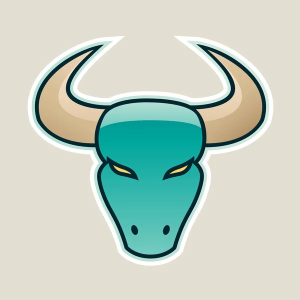 Vector Illustratie Van Perzische Groen Sterke Stier Pictogram Geïsoleerd Een — Stockvector