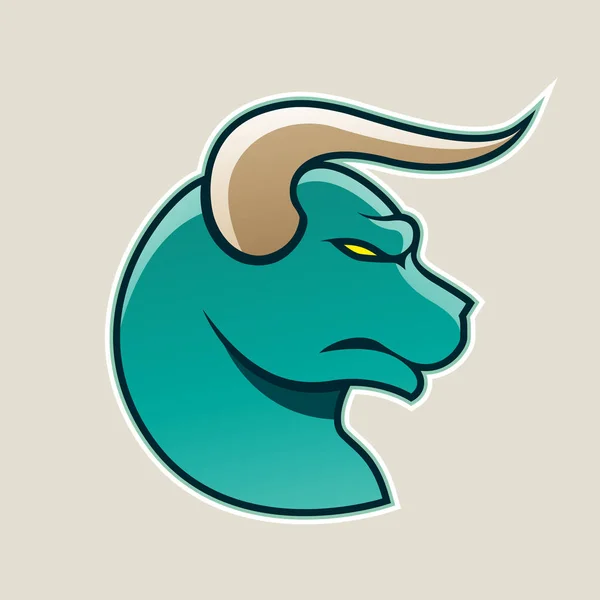 Ilustración Vectorial Del Icono Del Toro Dibujos Animados Verde Persa — Vector de stock