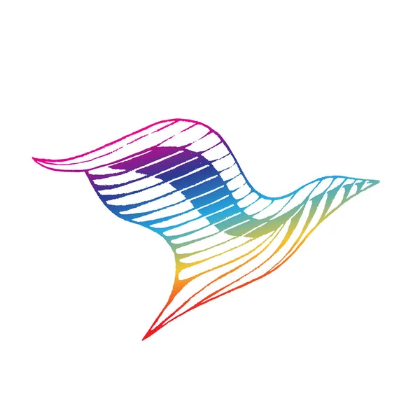 Ilustracja Rainbow Kolorowe Vectorized Atrament Szkic Orła Tle Białym Tle — Wektor stockowy