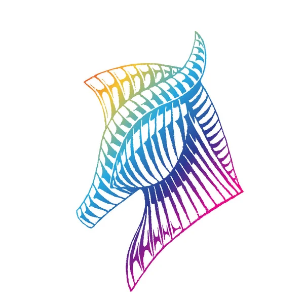 Rainbow Colored Vector Illustration Scratchboard Style Ink Desenho Cavalo Isolado — Vetor de Stock