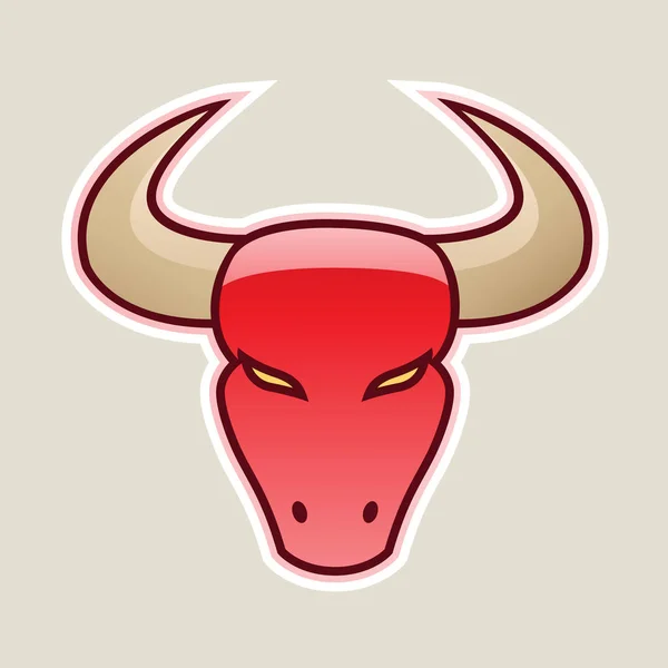 Vector Illustration Red Strong Bull Icon Isolated White Background — Stock Vector