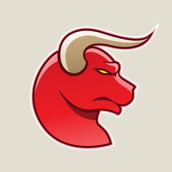 Ilustração Vetorial Ícone Red Cartoon Bull Isolado Fundo Branco — Vetor de Stock