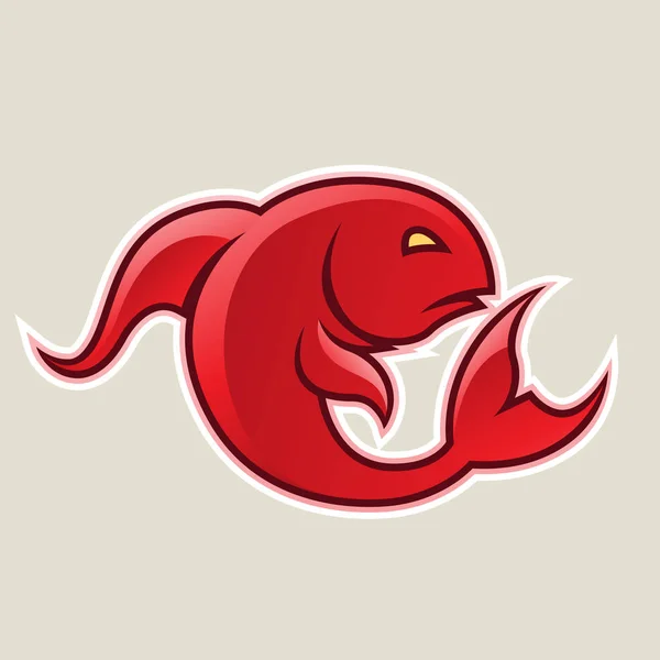 Ilustración Vectorial Peces Curvas Rojas Icono Piscis Aislado Sobre Fondo — Vector de stock