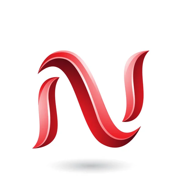 Ilustración Vectorial Letra Forma Serpiente Brillante Roja Aislada Sobre Fondo — Vector de stock