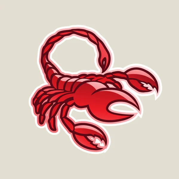 Vektor Illustration Röda Glansiga Scorpion Ikonen Isolerad Vit Bakgrund — Stock vektor